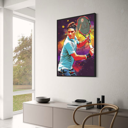 Roger Federer | Vibrant Tennis Precision Poster | Sports Celebrity | Tennis Players Artwork