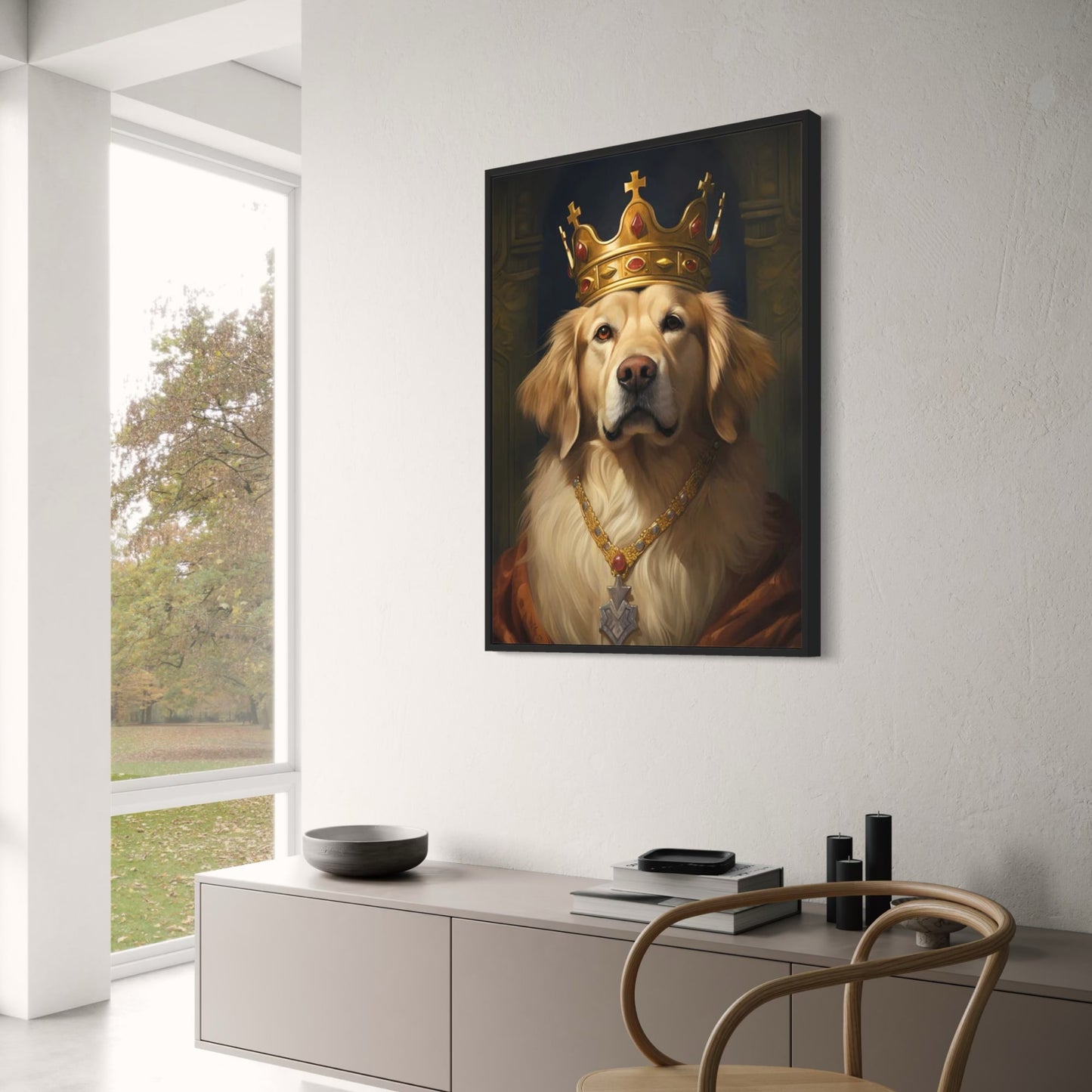 Kingly Domain Poster | Golden Retriever | Nobility and Elegance Under the Crown | Canine Art Decor