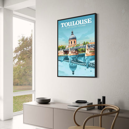 Pont Saint Pierre Poster | Historic French Cityscape | Toulouse Landmark Artwork | Home Decor