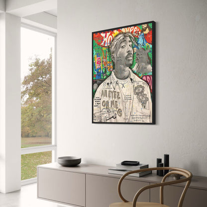Abstract Street Pop Art Poster | Tupac Portrait | Graffiti Wall Art for Living Room Decor