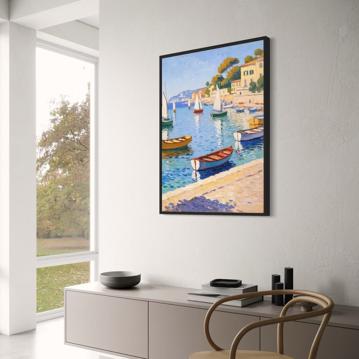 Calming Coastline Poster | Serene Ocean View | Coastal Wall Art Print | Beach Themed Decor | Tranquil Seaside Landscape | Photography Poster | Blue and White Coastal Decor | Bedroom Living Room Art