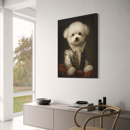 Baroque Aristocrat Poster | Bichon Frise Artwork | Rococo Style | Regal Dog Breed Portrait for Home Decor