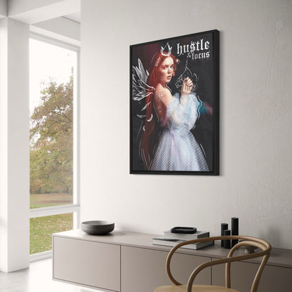 Hustle and Focus Motivational Art | Inspirational Wall Decor | Modern Poster for Office or Home | Typography Print