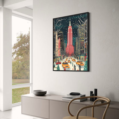 Empire State Building | Festive Red & White Cityscape
