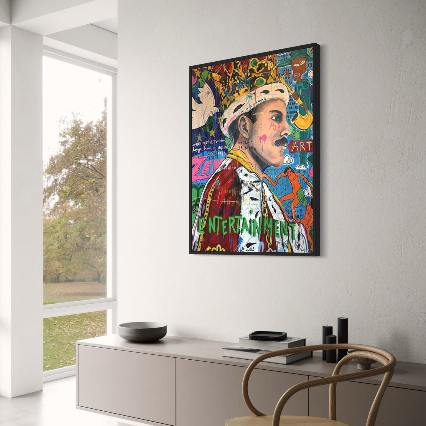 Abstract Graffiti Art Poster | Queen of England Portrait | Living Room Wall Decor | Street Pop Canvas Print