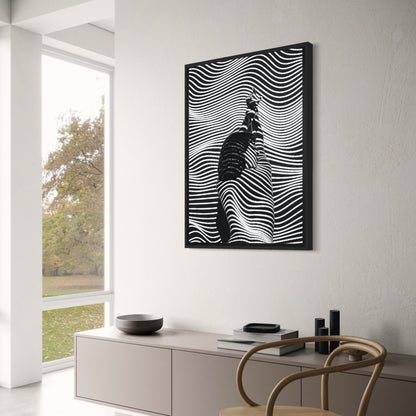 Girl with Striped Pattern | Art Print Decor | Fine Wall Poster | Home Artwork Decor