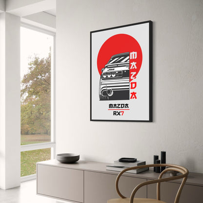 Mazda RX7 Sports Car Poster | Japanese Import Car Art Print | Automotive Decor for Home & Garage