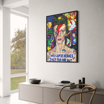 Abstract David Bowie Graffiti Art | Pop Canvas Poster Prints | Wall Decor for Living Room