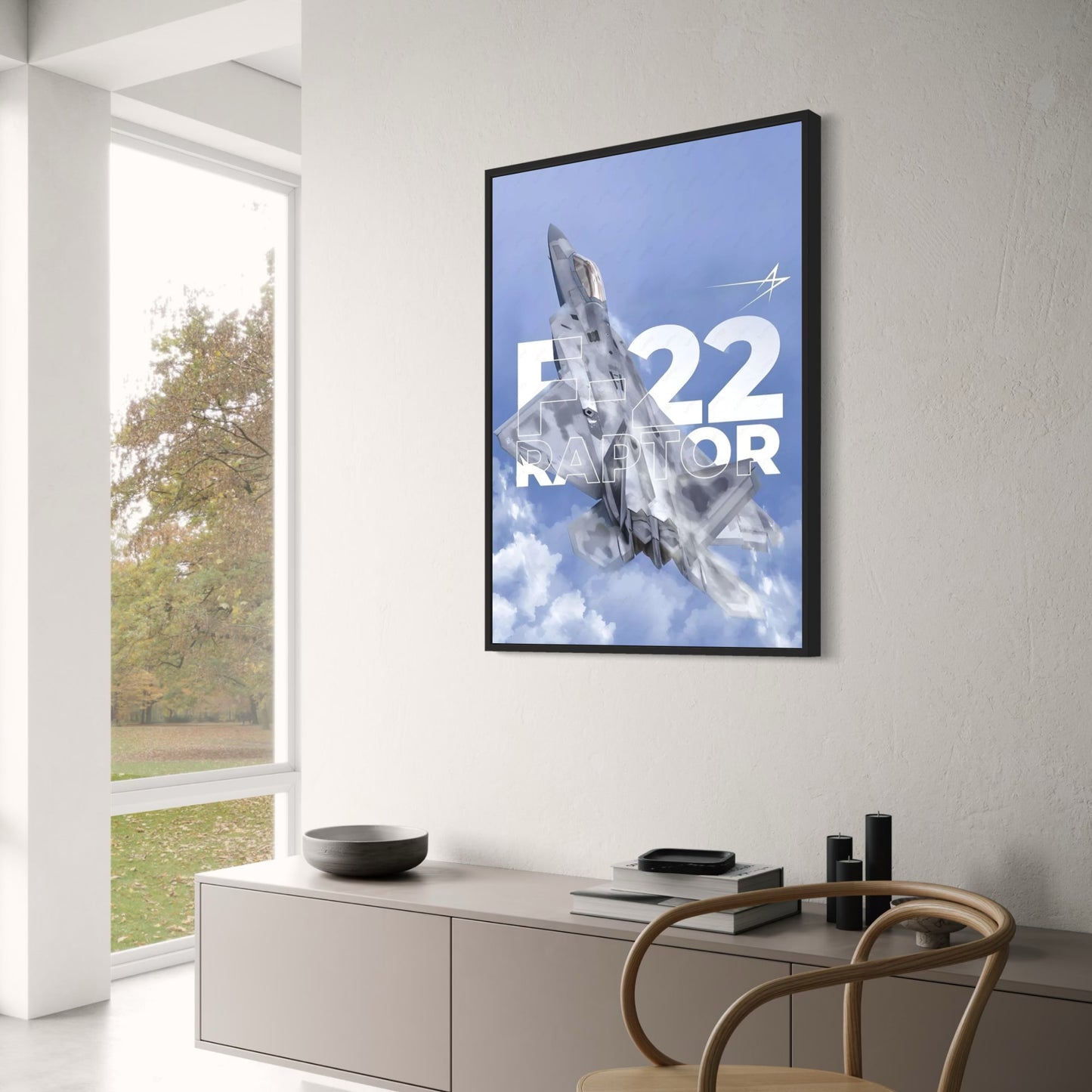 F-22 Raptor Fighter Jet Poster | Vibrant Colors Artwork | Aviation Decor for Home, Office, or Gallery