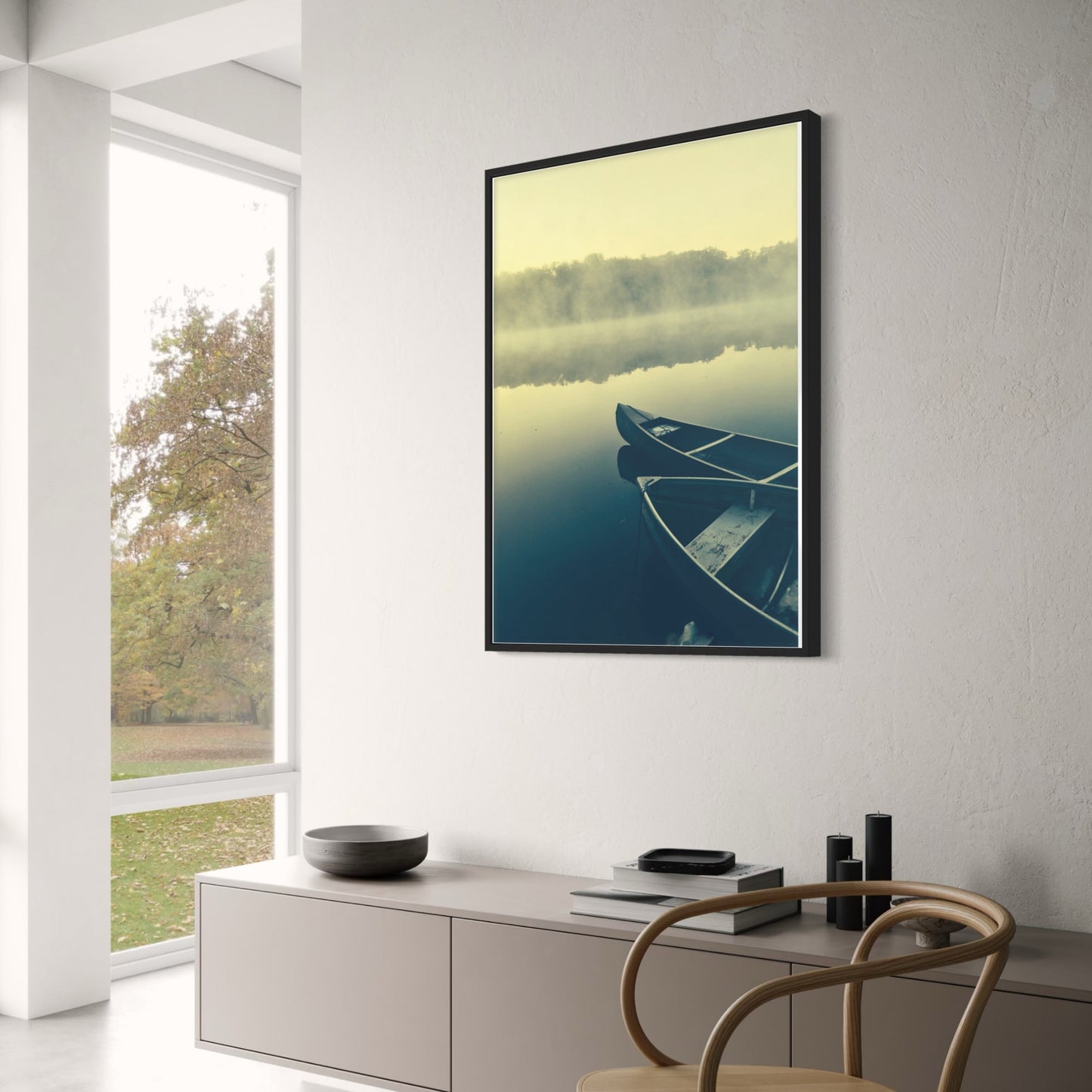 Boats in Fog - Poster