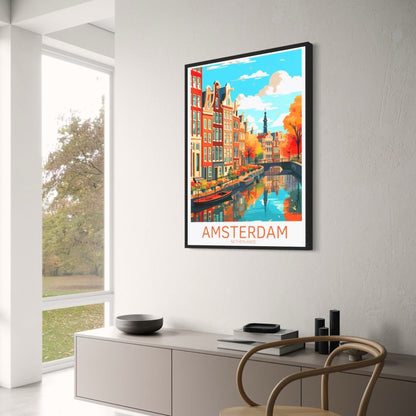 Amsterdam Canal Street | Scenic Cityscape Poster | Travel Decor Wall Art | Iconic Destination | Netherlands Photography Print | Home & Office Decor