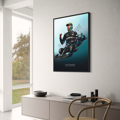 F1 Racing Poster | Lewis Hamilton Helmet Art | Formula 1 Legend Decor | Motorsport Wall Artwork