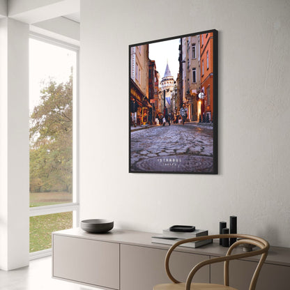 Galata Tower Street View | Istanbul | Constantinople | Turkey | Vibrant Streets and Historic Tower | Urban Turkish Posters