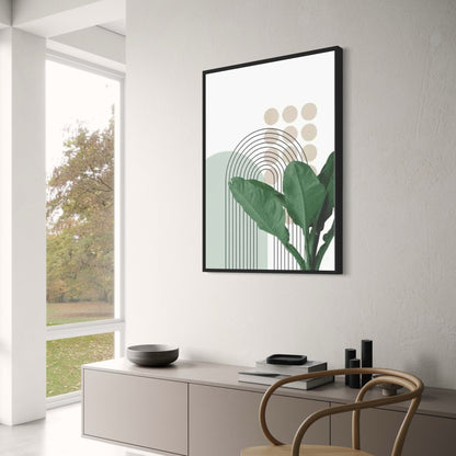 Modern Botanical Harmony Poster | Geometric Floral Art Print | Decorative Wall Art for Home & Garden