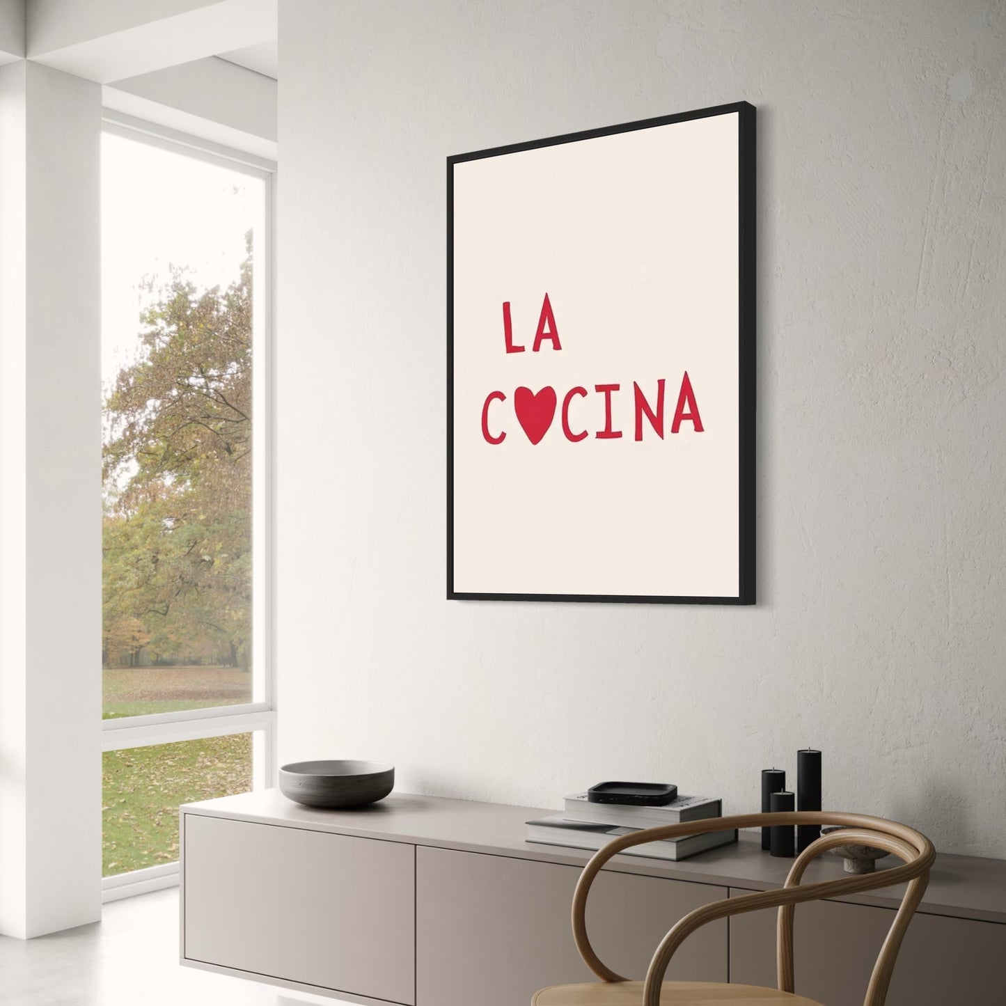 Hand Drawn Minimalist Kitchen Art Poster | Black & White Food Illustration | Modern Rustic Wall Decor | La Cocina