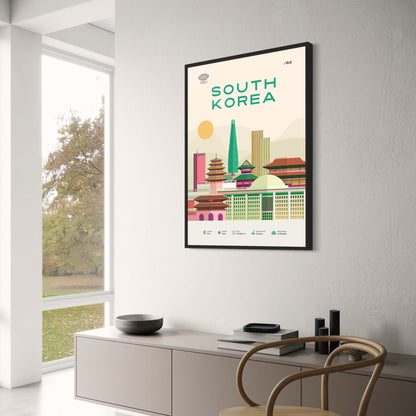 South Korea Poster | Seoul Urban Skyline Art | Colorful Cityscape Print | Asian Travel Theme Decor