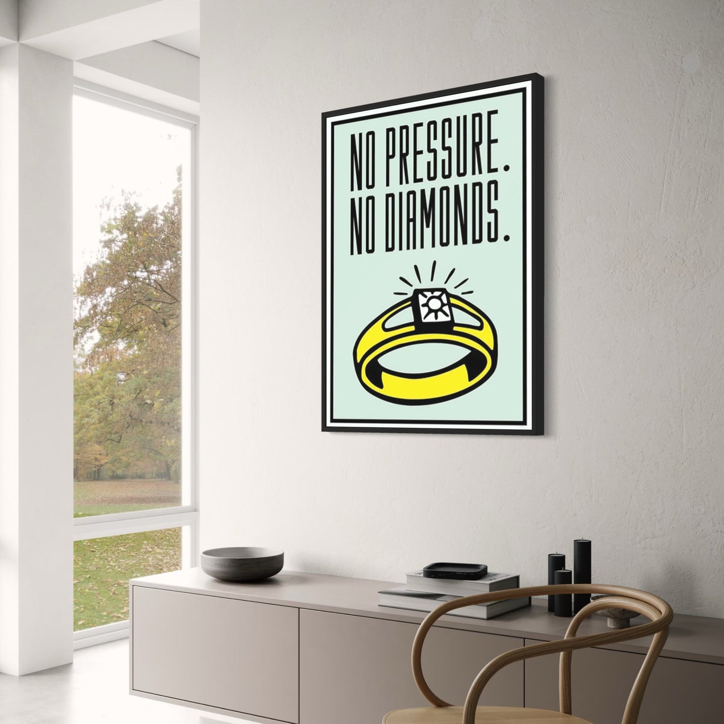 Monopoly Poster | No Pressure No Diamonds | Motivational Art Print | Home Wall Decor | Office & Room Decoration