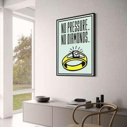 Monopoly Poster | No Pressure No Diamonds | Motivational Art Print | Home Wall Decor | Office & Room Decoration