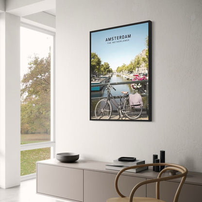 Amsterdam Bikeride Poster | Beautiful European City Scene | The Netherlands Travel Art | Scenic Wall Decor