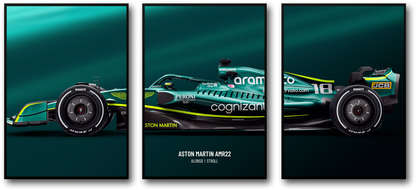 3 Piece Canvas Wall Art | Aston Martin F1 Car Poster | Formula 1 Racing Art | Home Decor | Motorsport Gift Idea