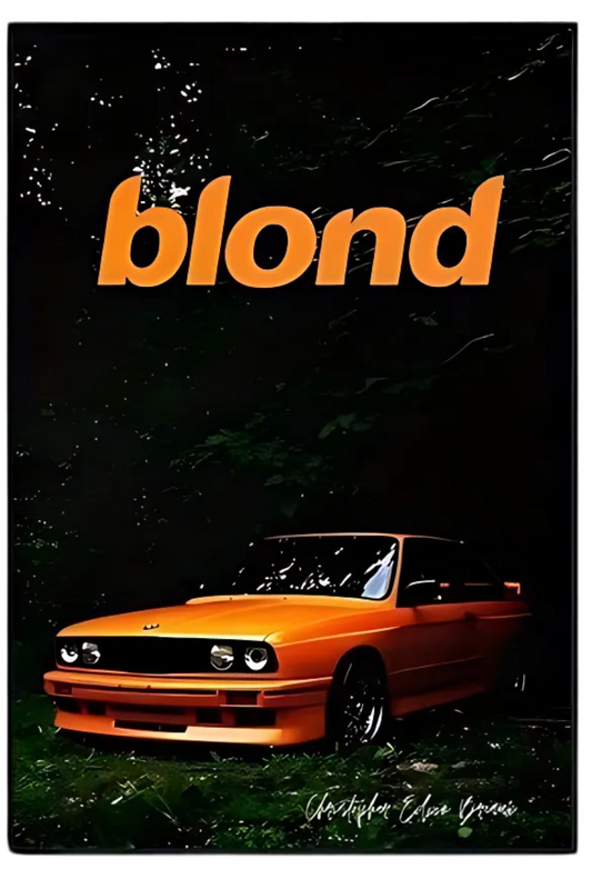 BLOND | Orange BMW Poster | Car Wall Art | Home Decor | Automotive Artwork | Vintage Style
