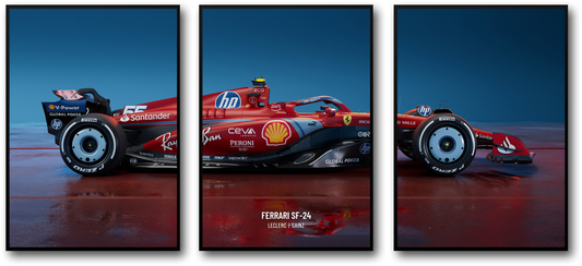 3-Piece Formula 1 Poster Set | Ferrari Racing Car Artwork | Wall Art Prints | Charles Leclerc Poster | Lewis Hamilton Poster | Home Decor | Motorsport