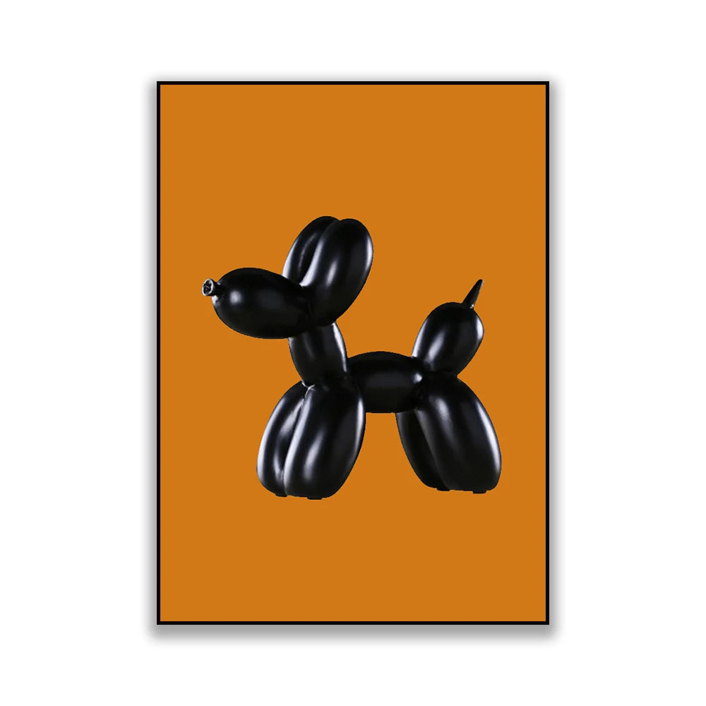 Pop Art Balloon Dog Poster | Funny Abstract Wall Decor | Modern Home Bathroom Mural | Canvas Painting