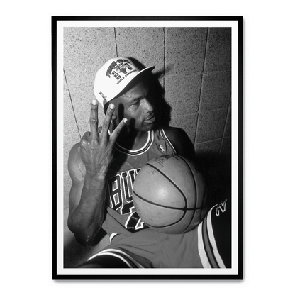 Michael Jordan | Iconic 3 Fingers Poster | Basketball Legend Wall Art | Sports Memorabilia | Home & Garden Decor