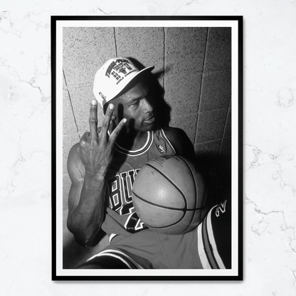 Michael Jordan | Iconic 3 Fingers Poster | Basketball Legend Wall Art | Sports Memorabilia | Home & Garden Decor