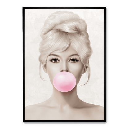 Brigitte Bardot Retro Pop Art | Bubblegum Pink Theme | Iconic Celebrity Wall Decor | Stylish Home Decoration | Collectible Art Print Poster