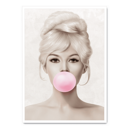 Brigitte Bardot Retro Pop Art | Bubblegum Pink Theme | Iconic Celebrity Wall Decor | Stylish Home Decoration | Collectible Art Print Poster