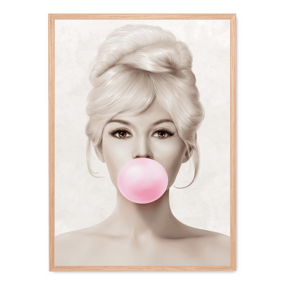 Brigitte Bardot Retro Pop Art | Bubblegum Pink Theme | Iconic Celebrity Wall Decor | Stylish Home Decoration | Collectible Art Print Poster