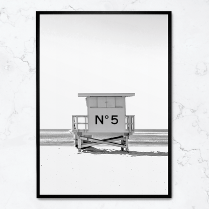 Chanel Beach Cabin Poster | Coastal Chic Decor | Luxury Fashion Art Print | Stylish Wall Art for Home & Garden | Elegant Visual Artwork