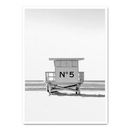 Chanel Beach Cabin Poster | Coastal Chic Decor | Luxury Fashion Art Print | Stylish Wall Art for Home & Garden | Elegant Visual Artwork