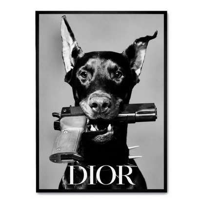 Dior Dog Poster | Elegant Home Decor Artwork | Stylish Visual Art Print | Perfect for Living Room or Office | High-Quality Design