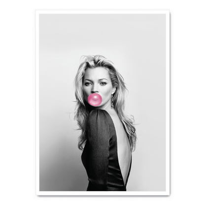 Kate Moss Bubblegum Poster | Iconic Portrait | Wall Art Decor | Fashion Photography Print | Home & Office Display