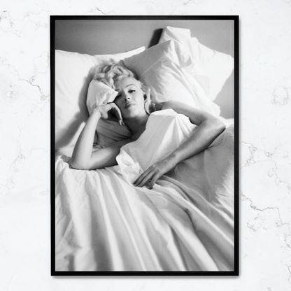 Marilyn Monroe | Iconic Bedroom Scene | Classic Hollywood Glamour Poster | Vintage Photography Art for Home Décor | Bedroom or Living Room Display