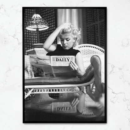Marilyn Monroe Poster | Iconic Reading Scene | Wall Art | Home Decor | Vintage Photography Print