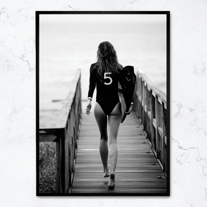 Surfer Girl | Ocean Wave Art Print | Coastal Wall Decor | Beach Vibes | Poster