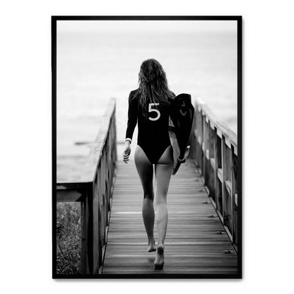 Surfer Girl | Ocean Wave Art Print | Coastal Wall Decor | Beach Vibes | Poster