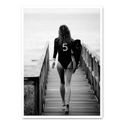 Surfer Girl | Ocean Wave Art Print | Coastal Wall Decor | Beach Vibes | Poster