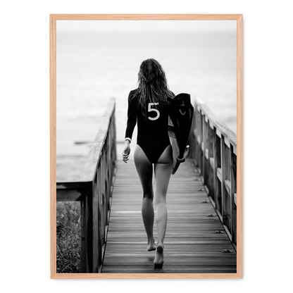 Surfer Girl | Ocean Wave Art Print | Coastal Wall Decor | Beach Vibes | Poster