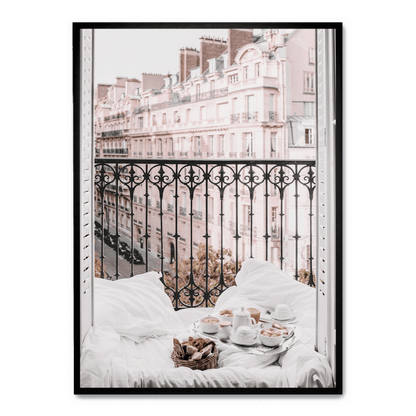 Paris Cityscape Art | Eiffel Tower from Balcony View | Scenic Wall Poster Decor | Ideal for Living Room or Office | Artistic Photography Print