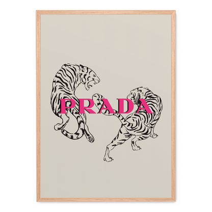 Prada Aesthetic Tiger Poster | Fashion Art Print | Modern Home Decor | Luxury Wall Art | Animal Illustration | Exclusive Design