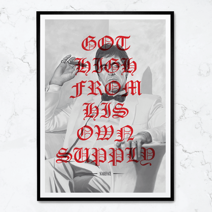 Scarface Poster | Movie Art Print | Iconic Film Decor | Wall Art | Tony Montana | High from His Own Supply | Cinema Memorabilia