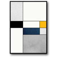 COMPOSITION IN BLACK, WHITE, YELLOW, BLUE, AND GRAY