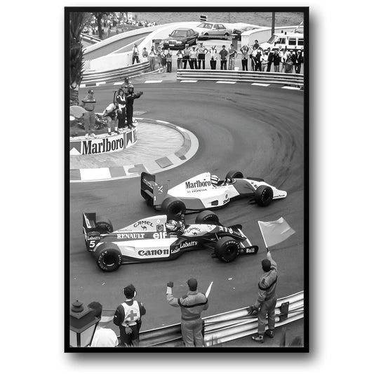 Black and White Vintage F1 Racing | Monaco Sports Car Photo Poster | Canvas Painting Wall Art | Home Decor