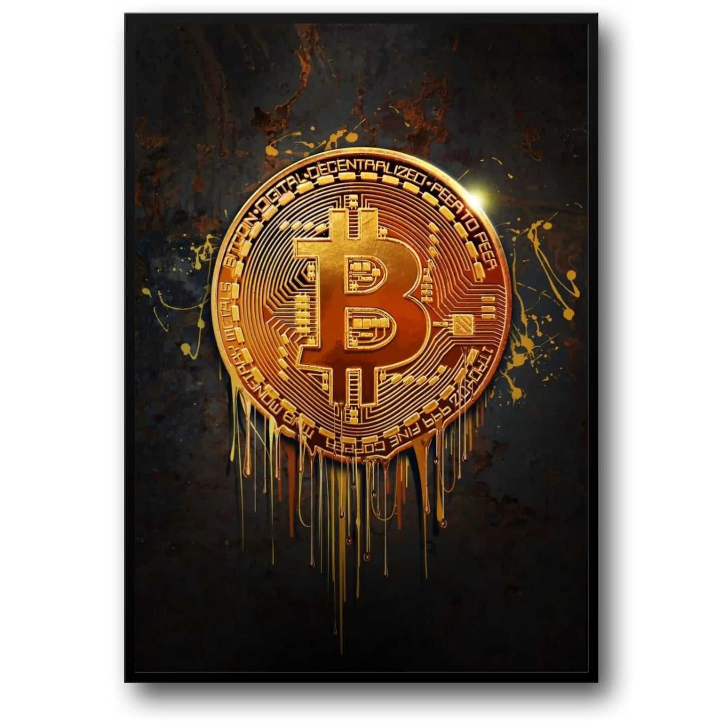 Bitcoin Gold Drip Poster  Digital Currency Art, Crypto Wall Decor | Home Decor | Decoration Poster
