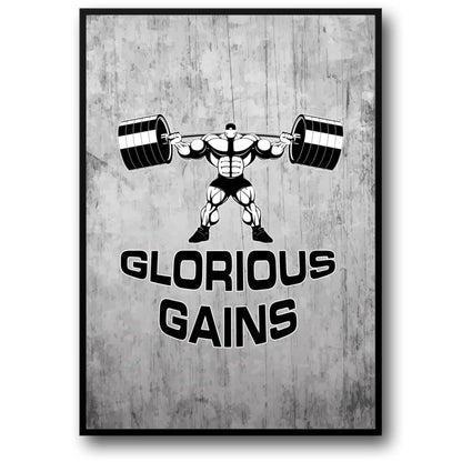 Bodybuilding | Weightlifting | Motivational Quote | Gym Fitness Poster | Glorious Gains
