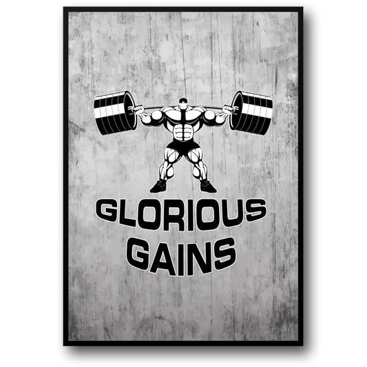 Bodybuilding | Weightlifting | Motivational Quote | Gym Fitness Poster | Glorious Gains